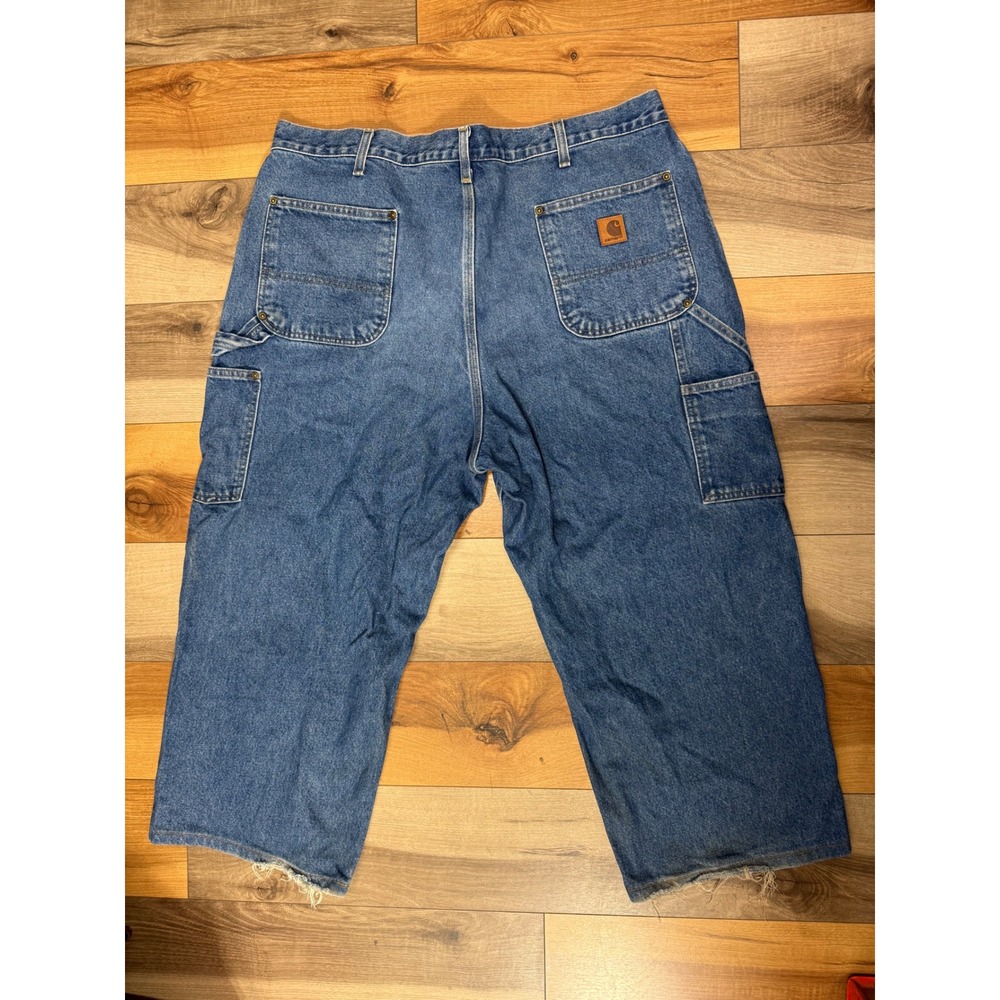 Carhartt Logger Jeans Mens 42x23 Blue Fair Double Front Work Pants B73 DST - Picture 2 of 6